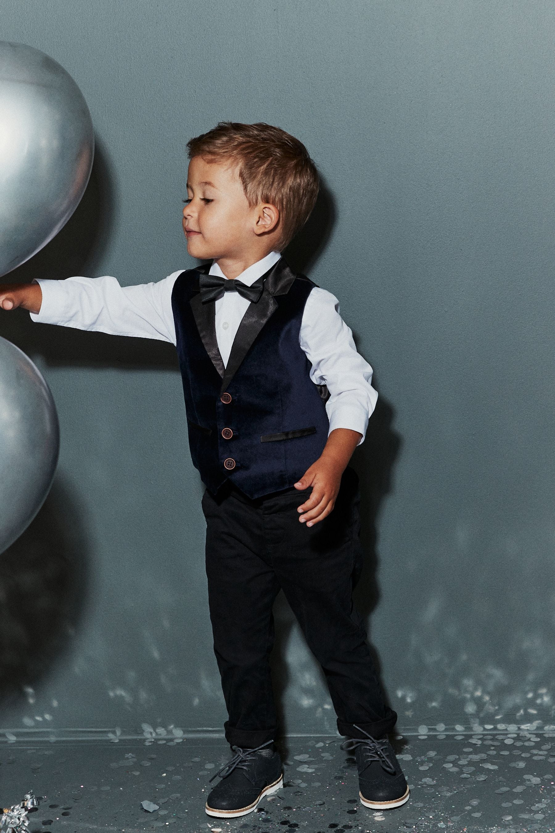 Buy Blue Velvet Waistcoat Set 3mths 7yrs from Next Luxembourg