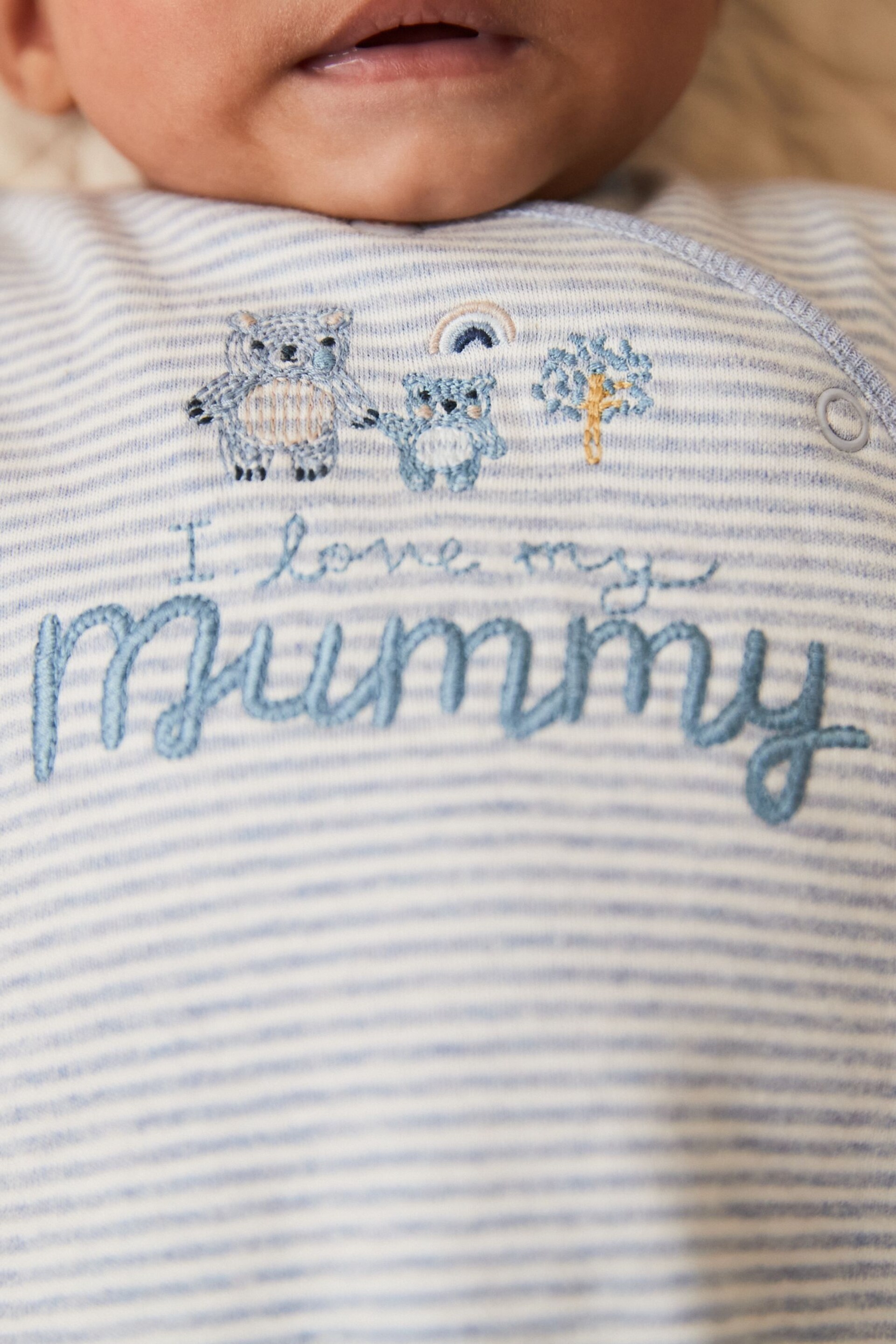 Blue/White Bear Family Sleepsuit 1 Pack (0-2yrs) - Image 3 of 5