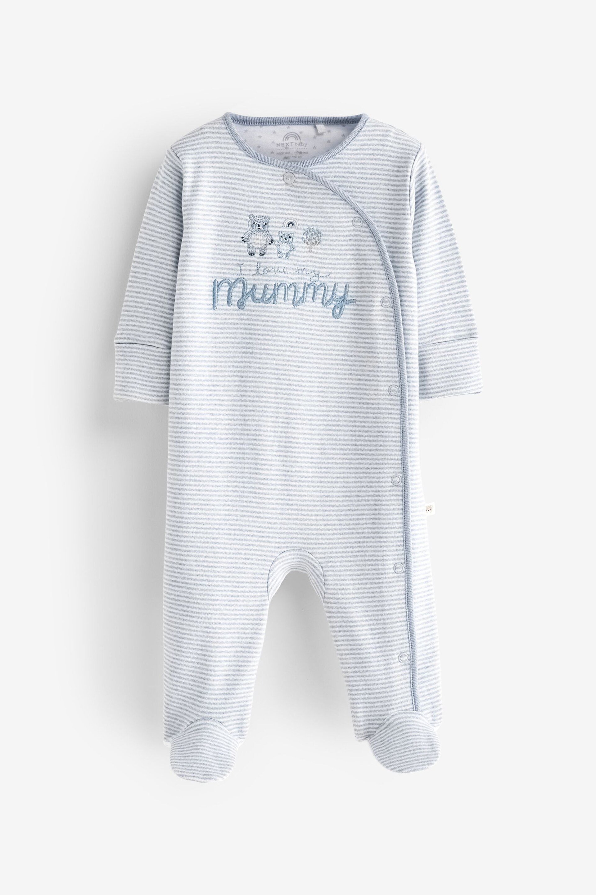 Blue/White Bear Family Sleepsuit 1 Pack (0-2yrs) - Image 4 of 5