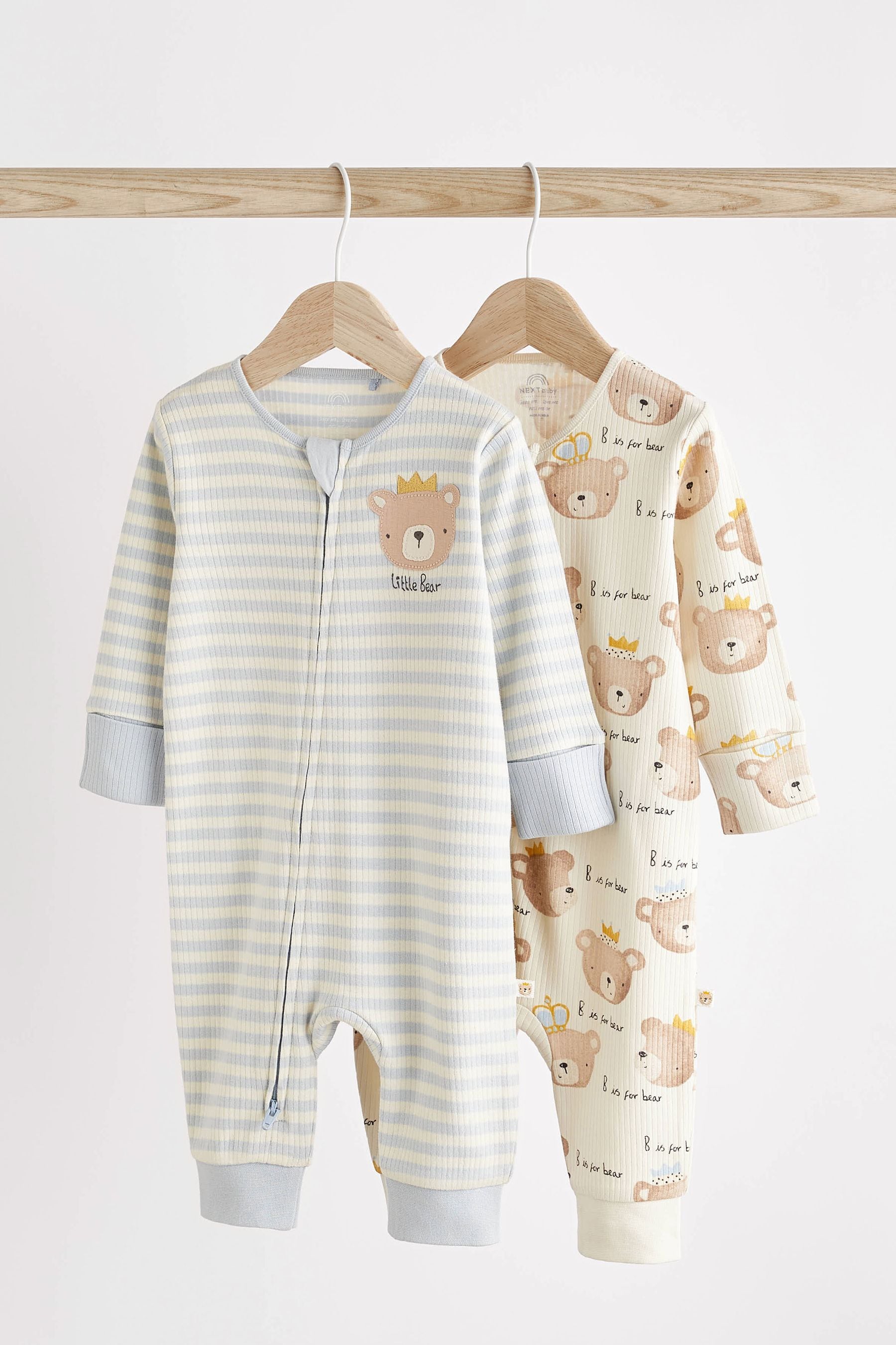 Buy Pale Blue Footless 2 Way Zip Baby Sleepsuits 2 Pack 0mths 2yrs from Next Luxembourg
