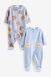 Blue Fleece Baby Sleepsuits 2 Pack - Image 1 of 4
