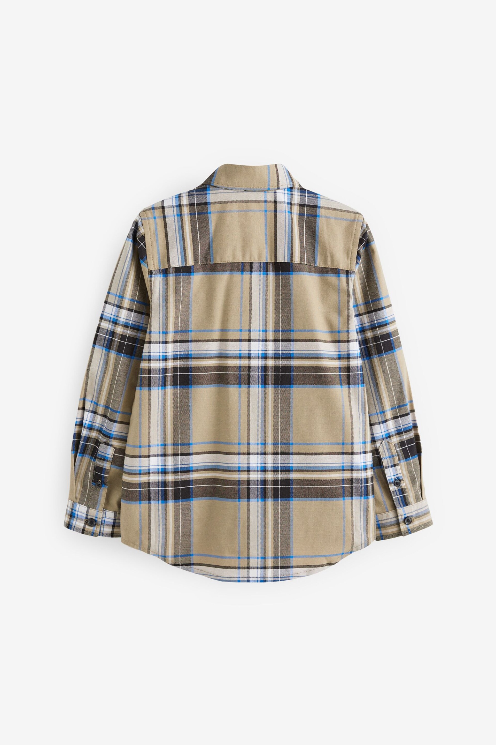 Tan Brown Blue Long Sleeve Oxford Shirt (3-16yrs) - Image 9 of 10