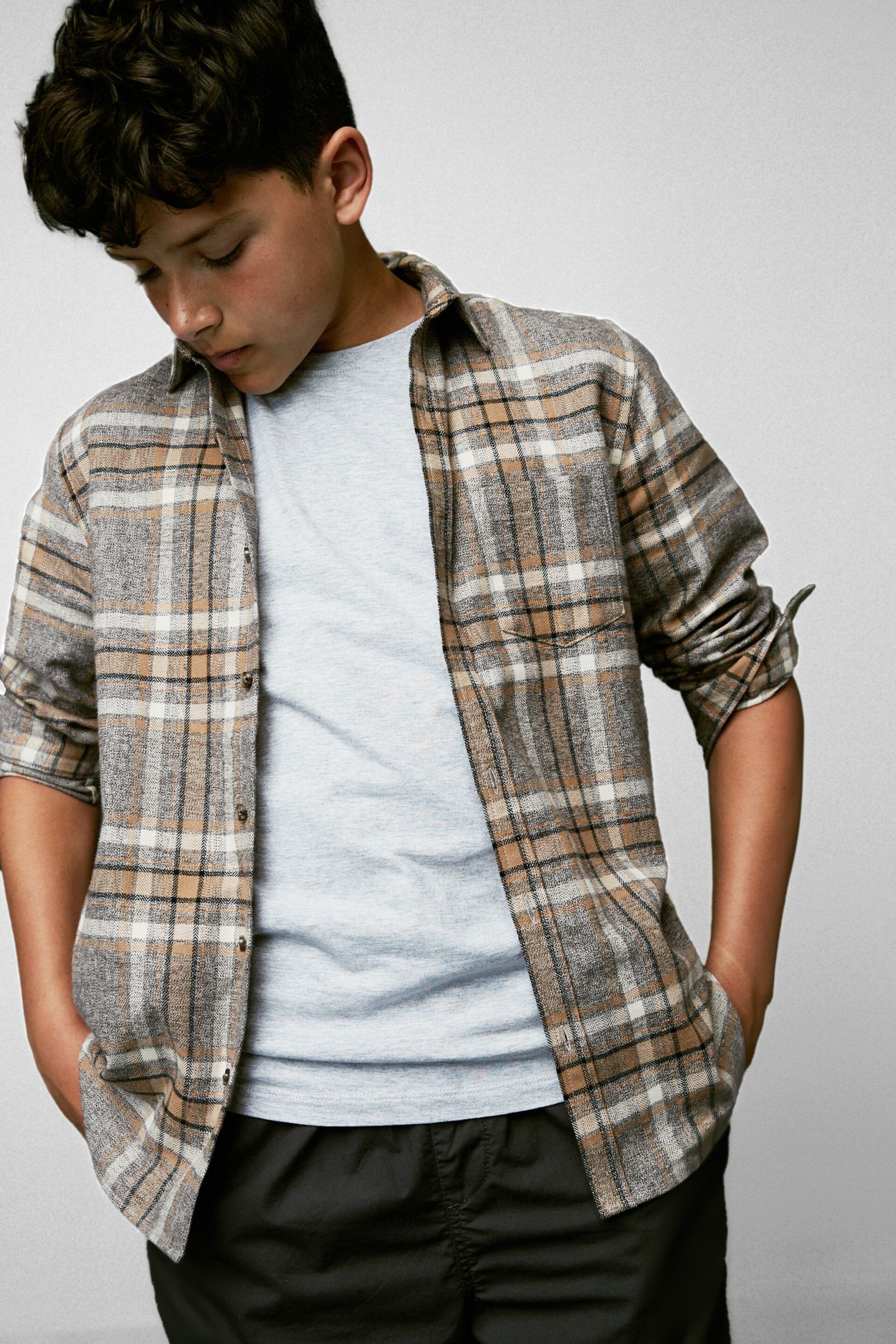 Grey Long Sleeve Check Shirt (3-16yrs) - Image 3 of 6