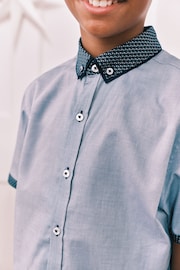 Blue Short Sleeve Smart Shirt (3-16yrs) - Image 4 of 7