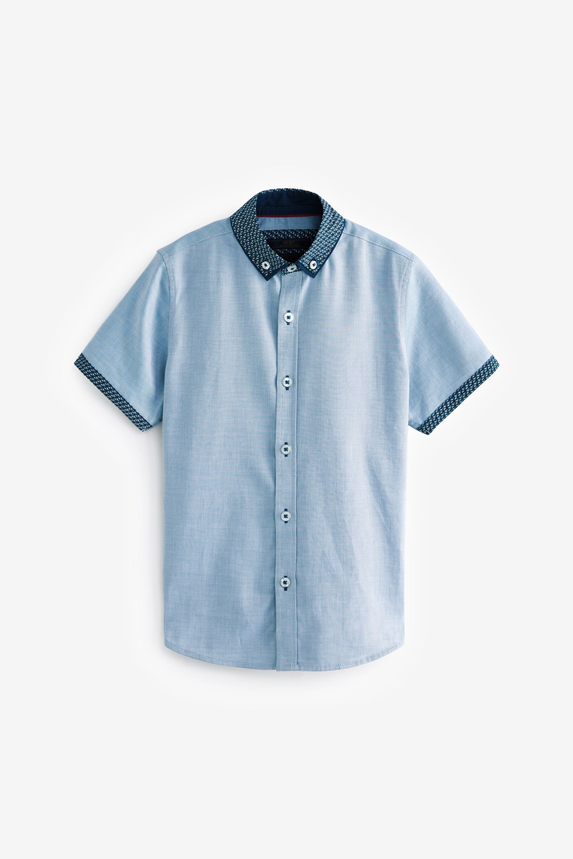 Blue Short Sleeve Smart Shirt (3-16yrs) - Image 5 of 7