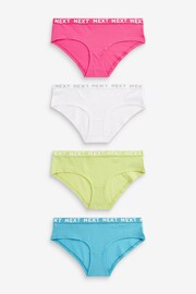 White/Blue/Pink/Green Short Cotton Rich Logo Knickers 4 Pack - Image 1 of 8