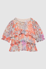 Reiss Pink Print Hester Junior Floral Print Blouse - Image 2 of 6