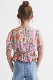 Reiss Pink Print Hester Junior Floral Print Blouse - Image 5 of 6