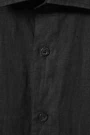 Reiss Black Holiday Slim Fit Linen Button-Through Shirt - Image 5 of 5