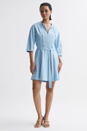 Reiss Blue Freida Relaxed Fit Self-Tie Mini Dress - Image 3 of 6