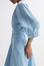 Reiss Blue Freida Relaxed Fit Self-Tie Mini Dress - Image 4 of 6
