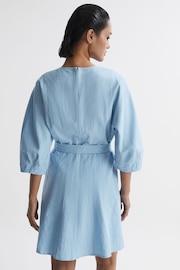 Reiss Blue Freida Relaxed Fit Self-Tie Mini Dress - Image 5 of 6