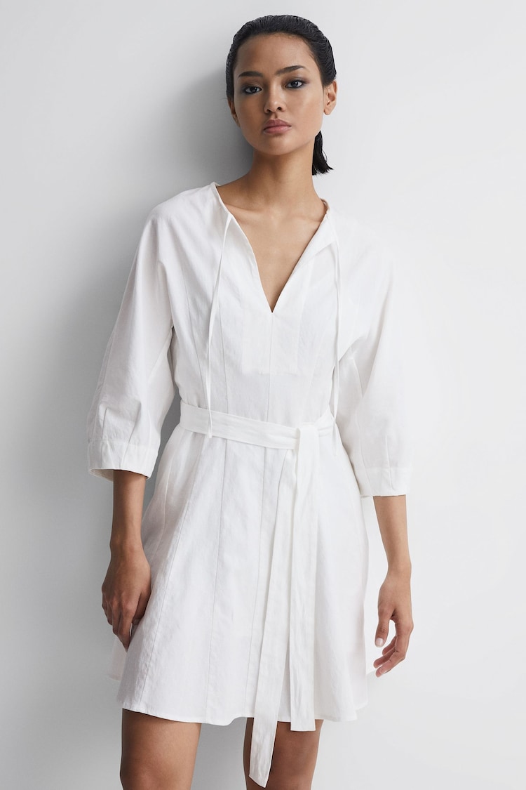 Reiss Freida Relaxed Fit Self-Tie Mini Dress With Linen - 圖片 6/6