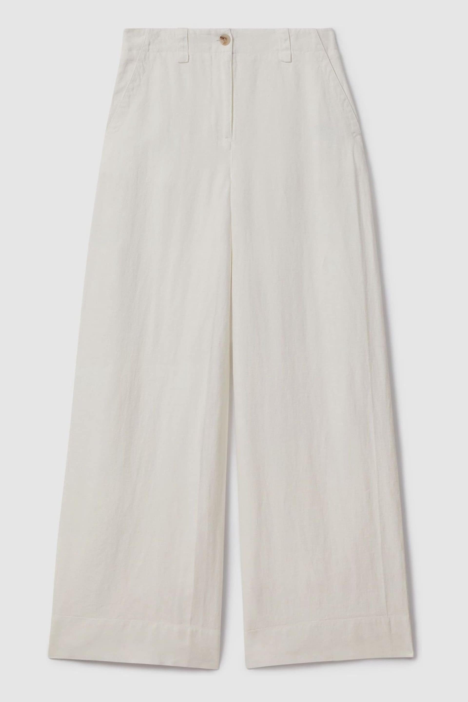 Reiss White Demi Petite Linen Wide Leg Garment Dyed Trousers - Image 2 of 6