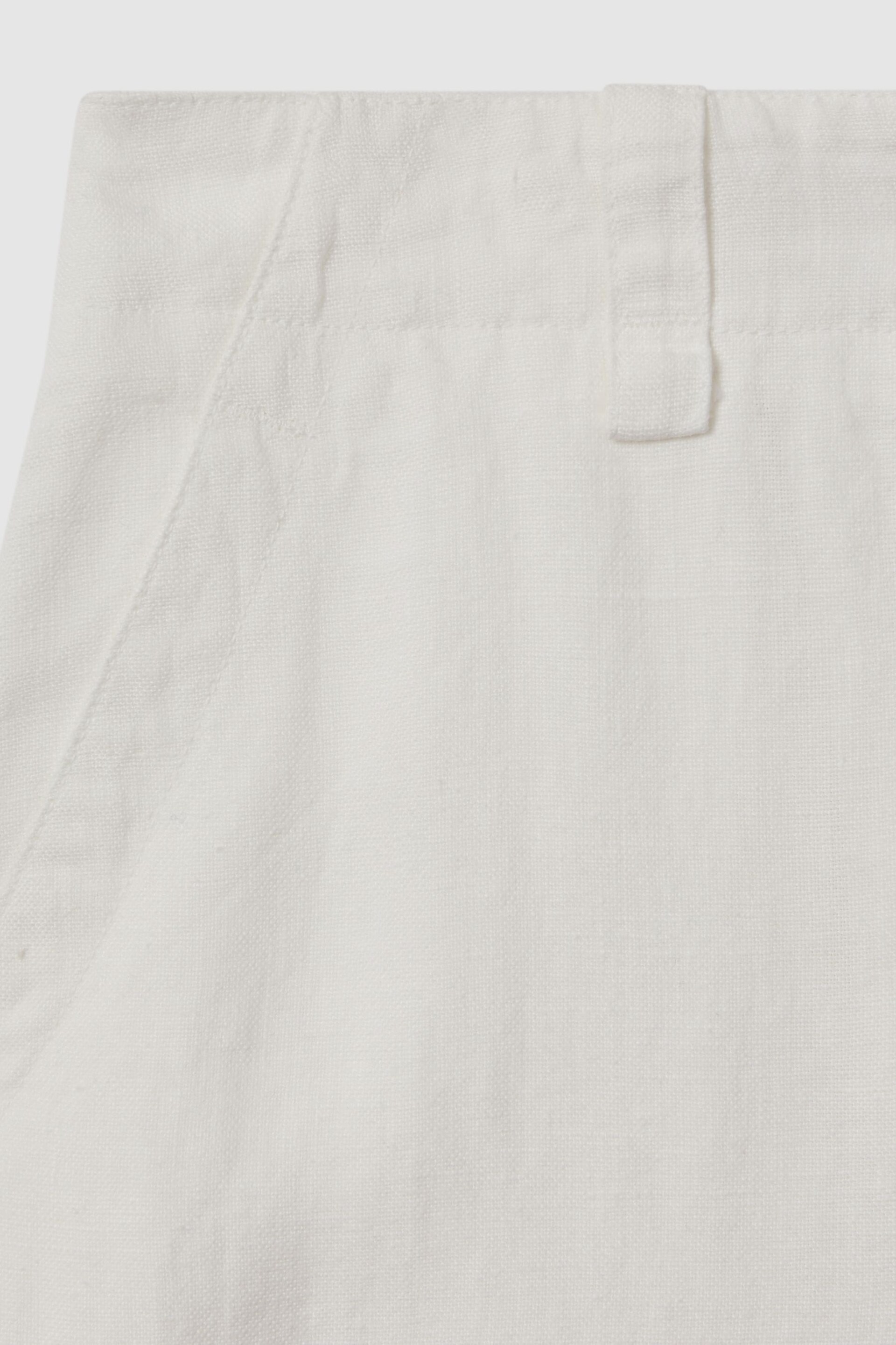Reiss White Demi Petite Linen Wide Leg Garment Dyed Trousers - Image 5 of 6
