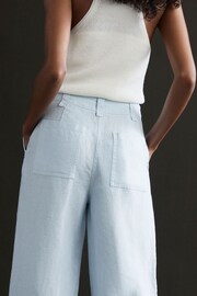 Reiss Ice Blue Demi Linen Wide Leg Garment Dyed Trousers - Image 4 of 5