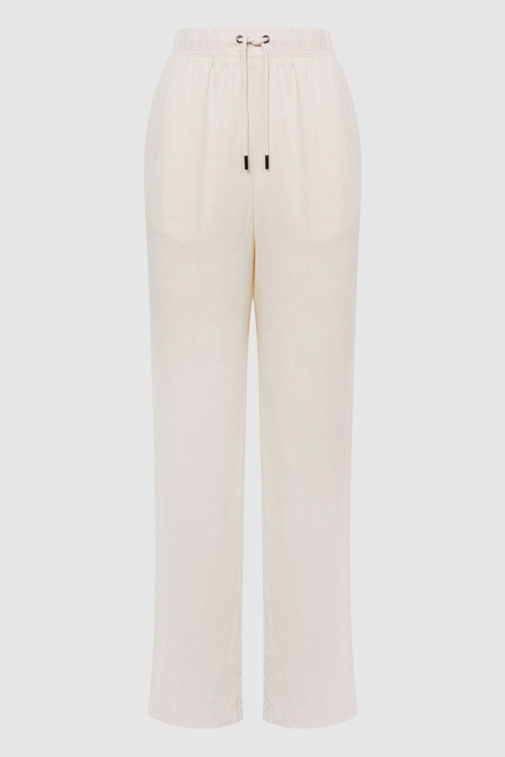 Reiss Stone Cleo Linen Wide Leg Drawstring Trousers - Image 2 of 5