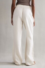 Reiss Stone Cleo Linen Wide Leg Drawstring Trousers - Image 4 of 5