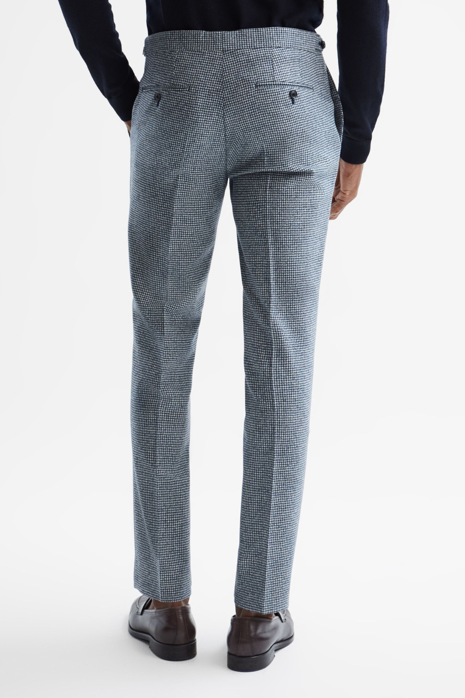 Reiss Blue Rogan Slim Fit Wool Trousers - Image 5 of 5