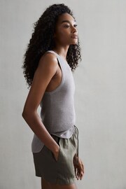 Reiss Khaki Cleo Linen Drawstring Shorts - Image 5 of 5