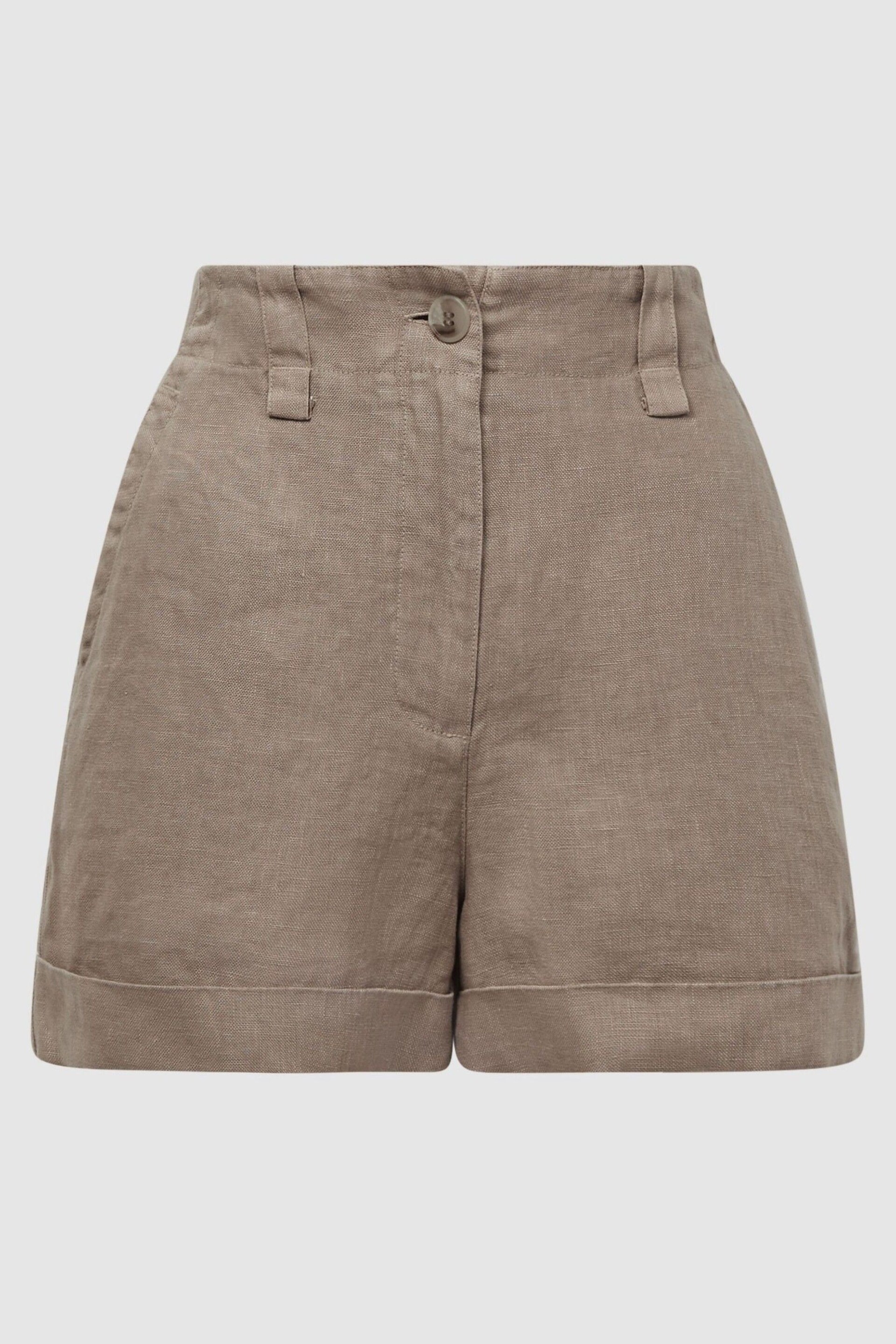 Reiss Mink Demi Linen High Rise Garment Dyed Shorts - Image 2 of 5