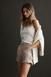 Reiss Mink Demi Linen High Rise Garment Dyed Shorts - Image 5 of 5