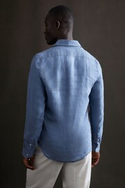 Reiss Airforce Blue Ruban Linen Button-Through Shirt - Image 4 of 5