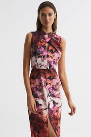 Reiss Berry Vega Floral Printed Bodycon Midi Dress - Image 3 of 6