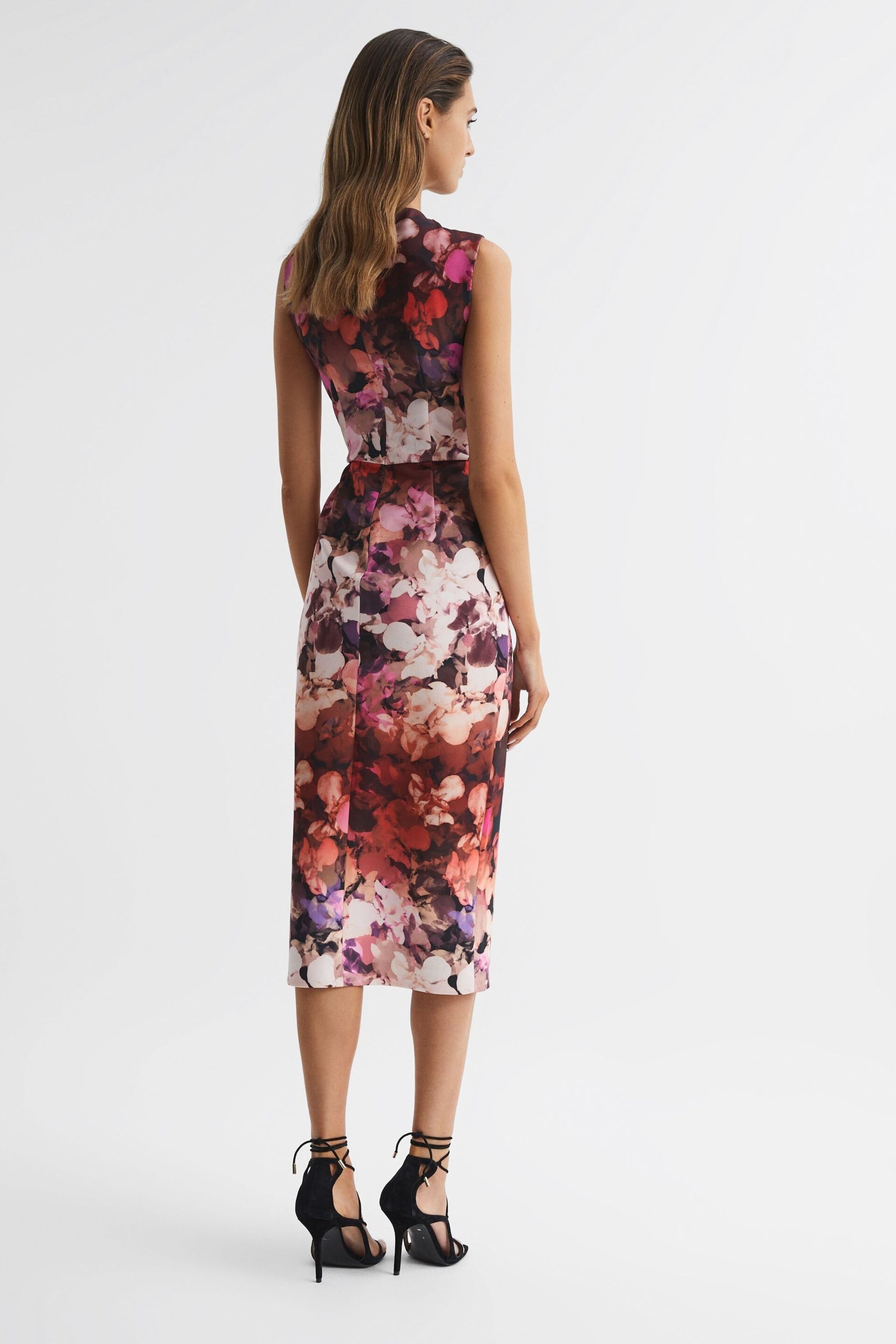 Reiss Berry Vega Floral Printed Bodycon Midi Dress - Image 5 of 6