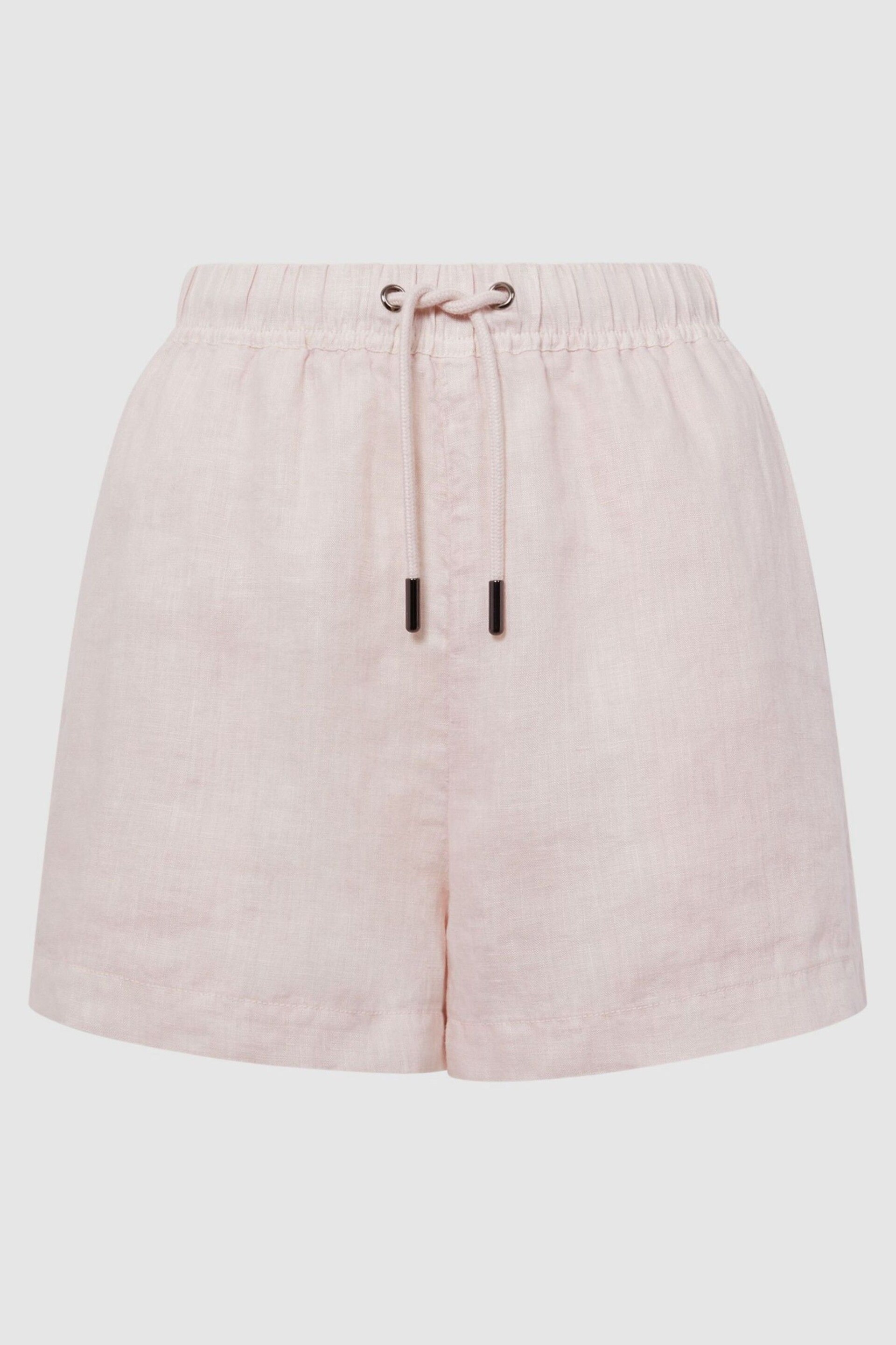Reiss Soft Pink Cleo Linen Drawstring Shorts - Image 2 of 5