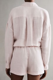 Reiss Soft Pink Cleo Linen Drawstring Shorts - Image 4 of 5
