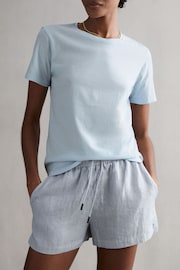 Reiss Blue Cleo Linen Drawstring Shorts - Image 1 of 4