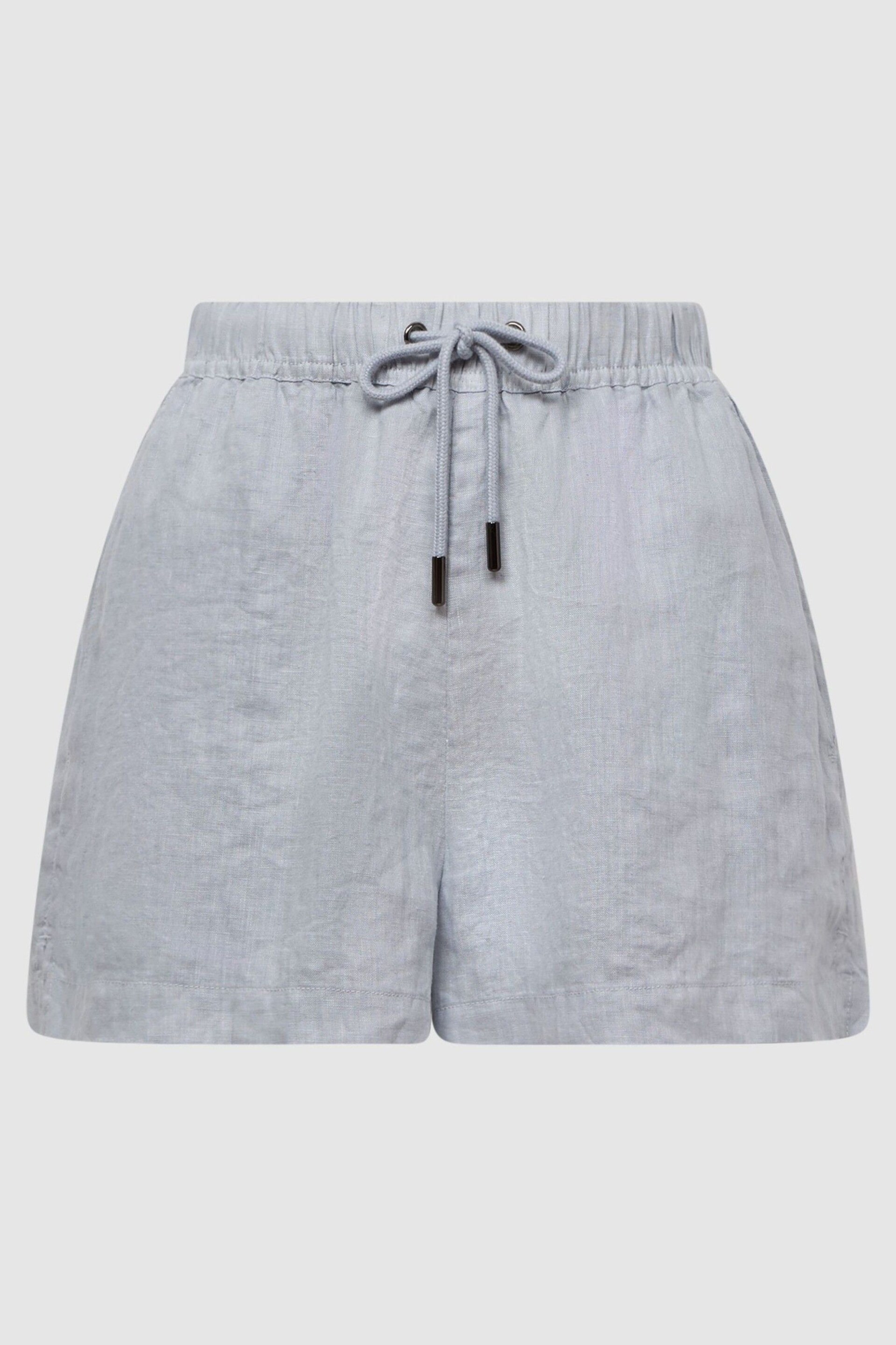 Reiss Blue Cleo Linen Drawstring Shorts - Image 2 of 4