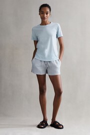 Reiss Blue Cleo Linen Drawstring Shorts - Image 3 of 4