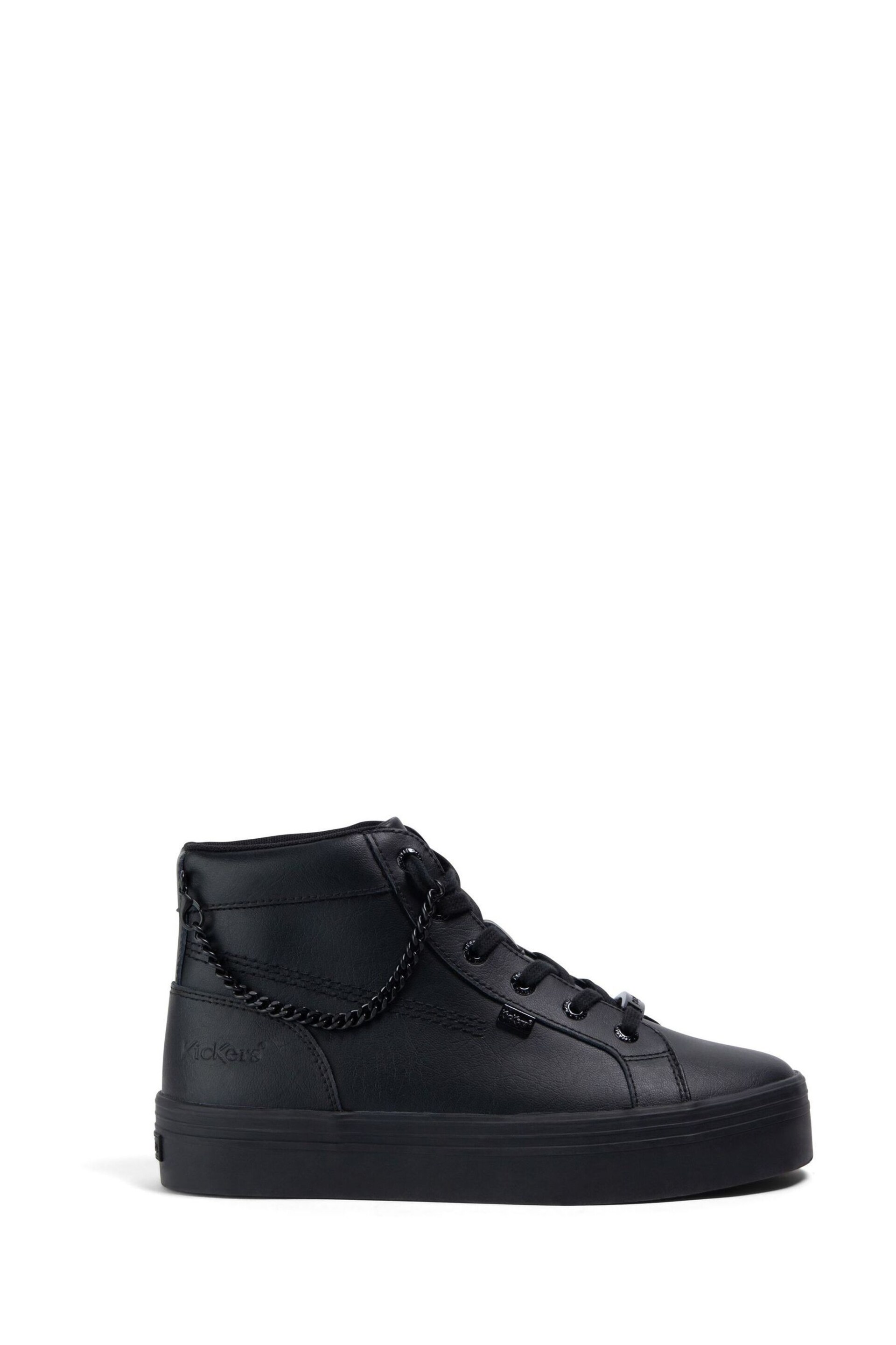 Kickers Black Youth Tovni Hi Stack Chain Leather Trainers - Image 1 of 6