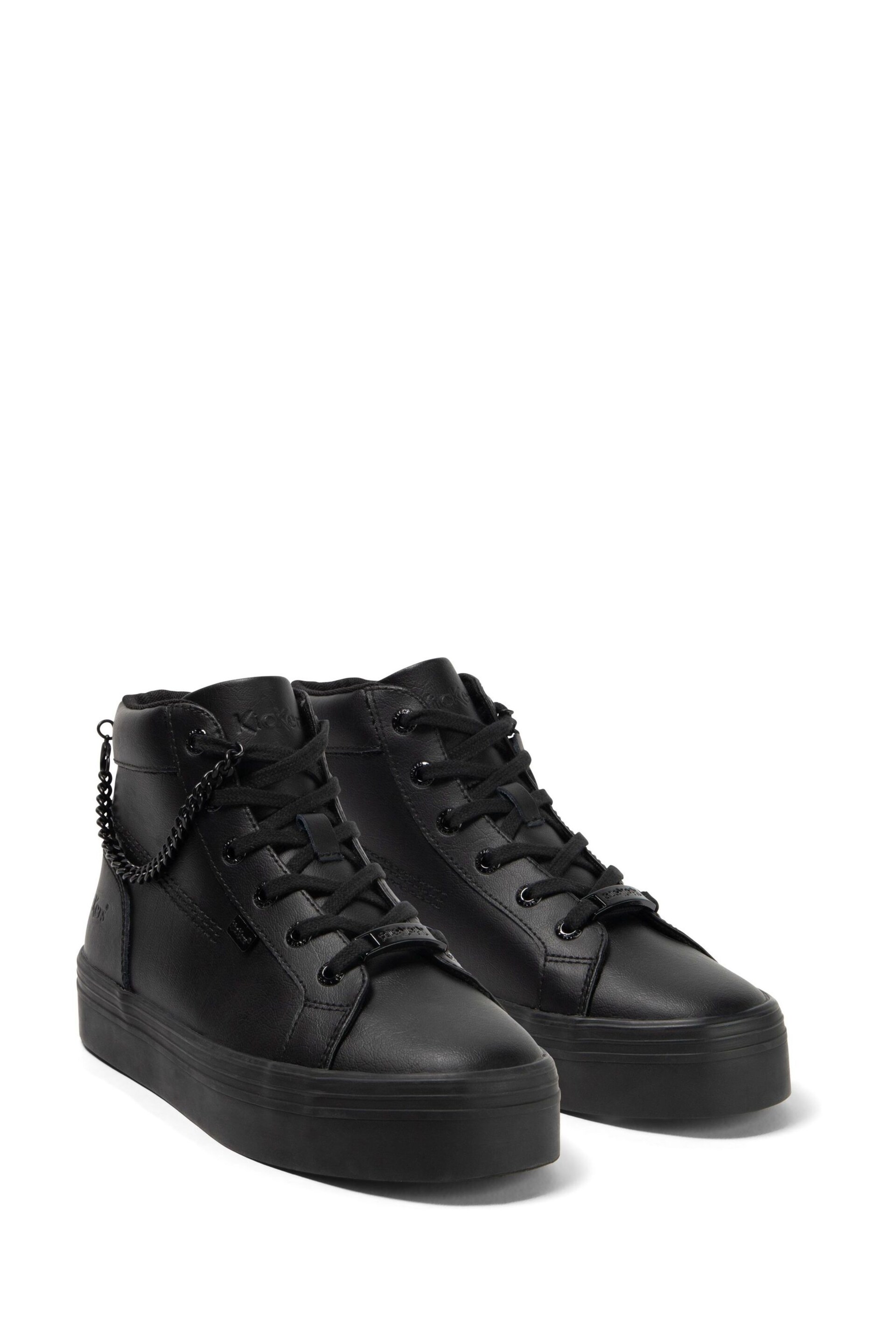 Kickers Black Youth Tovni Hi Stack Chain Leather Trainers - Image 3 of 6