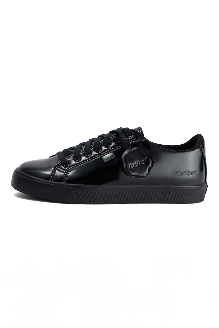 Kickers Black Womens Vegan Tovni Patent Lacer Trainers - Image 2 of 8