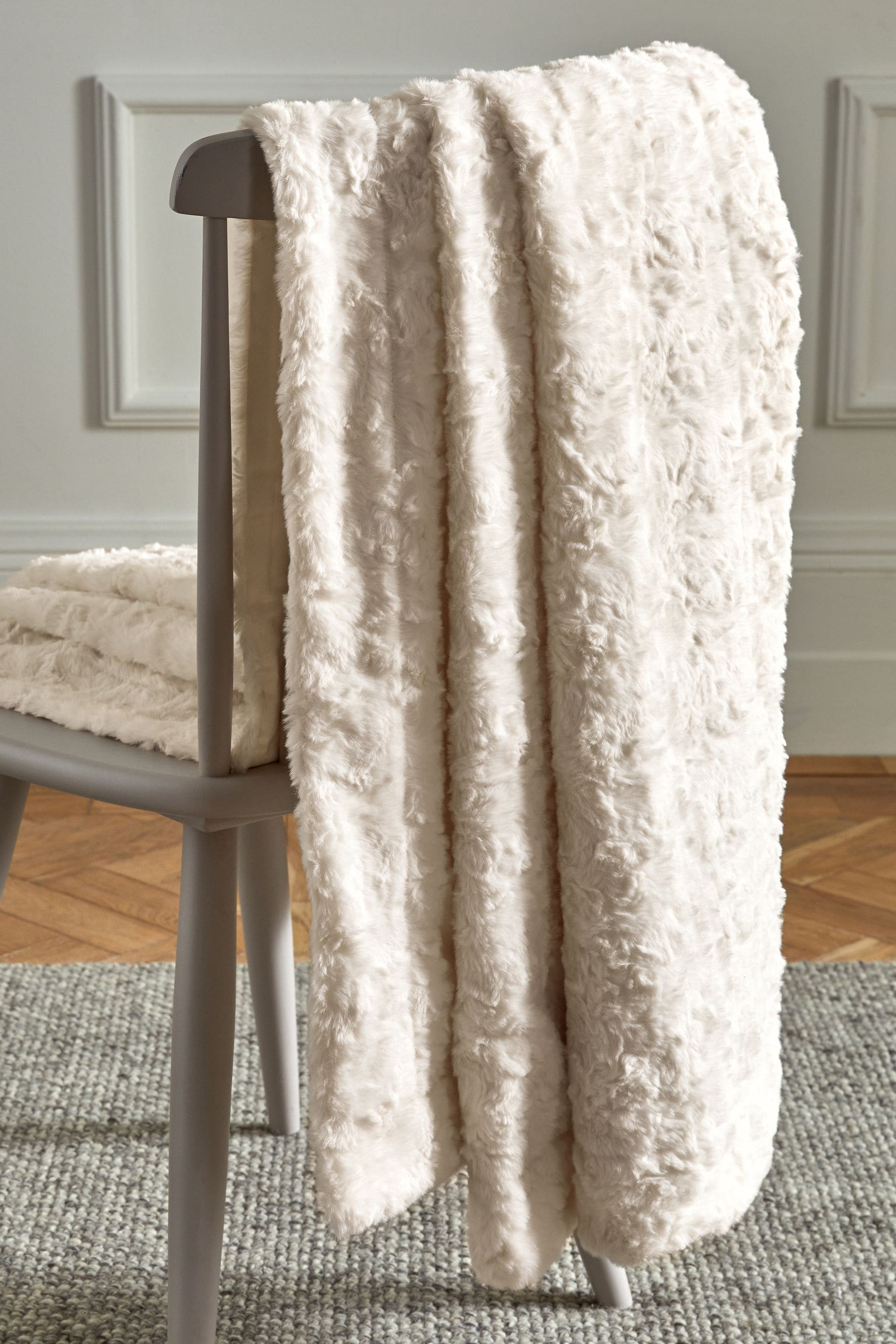 Ivory faux fur throw on sale