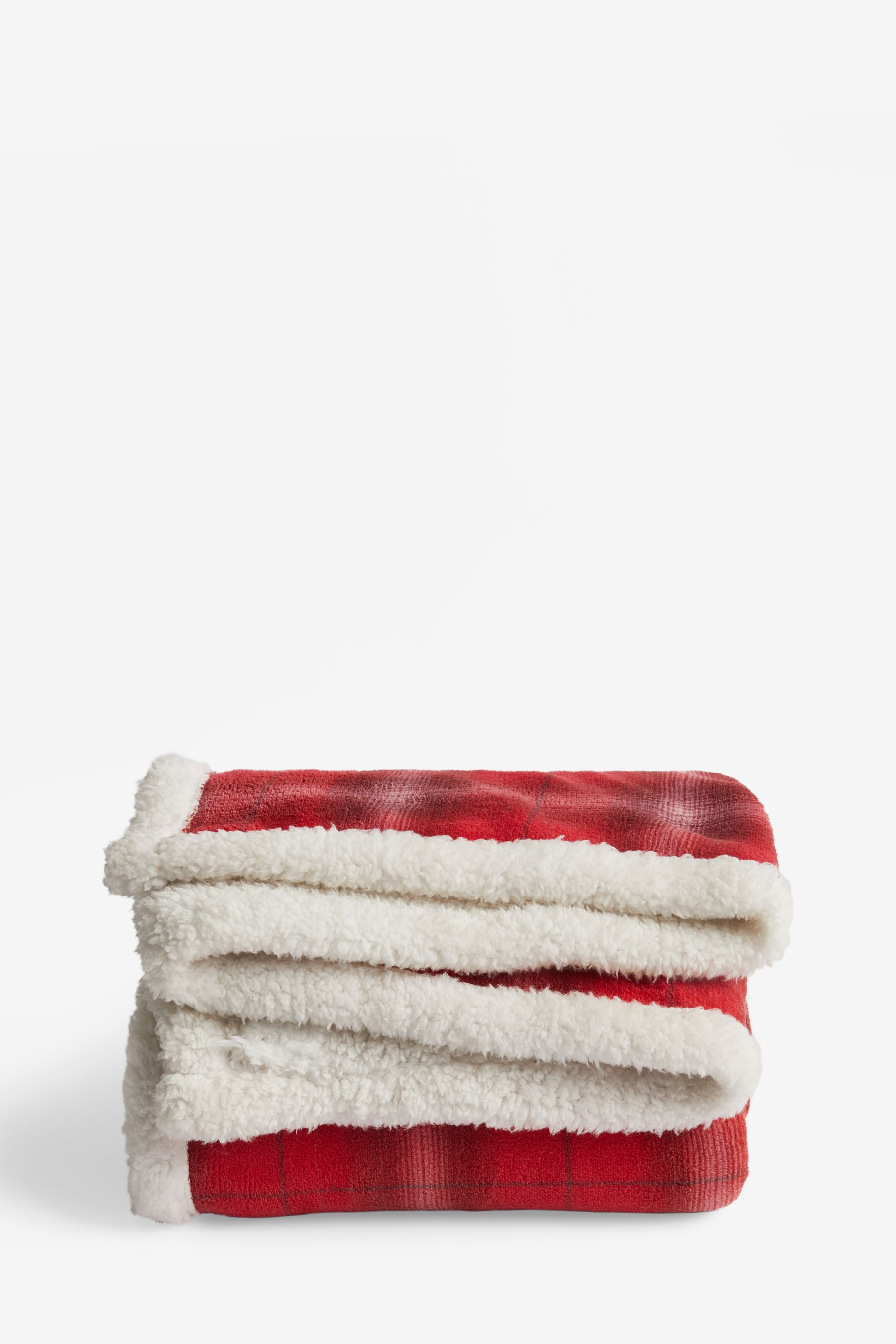 Buy Red Christmas Check Fleece Throw from Next Luxembourg