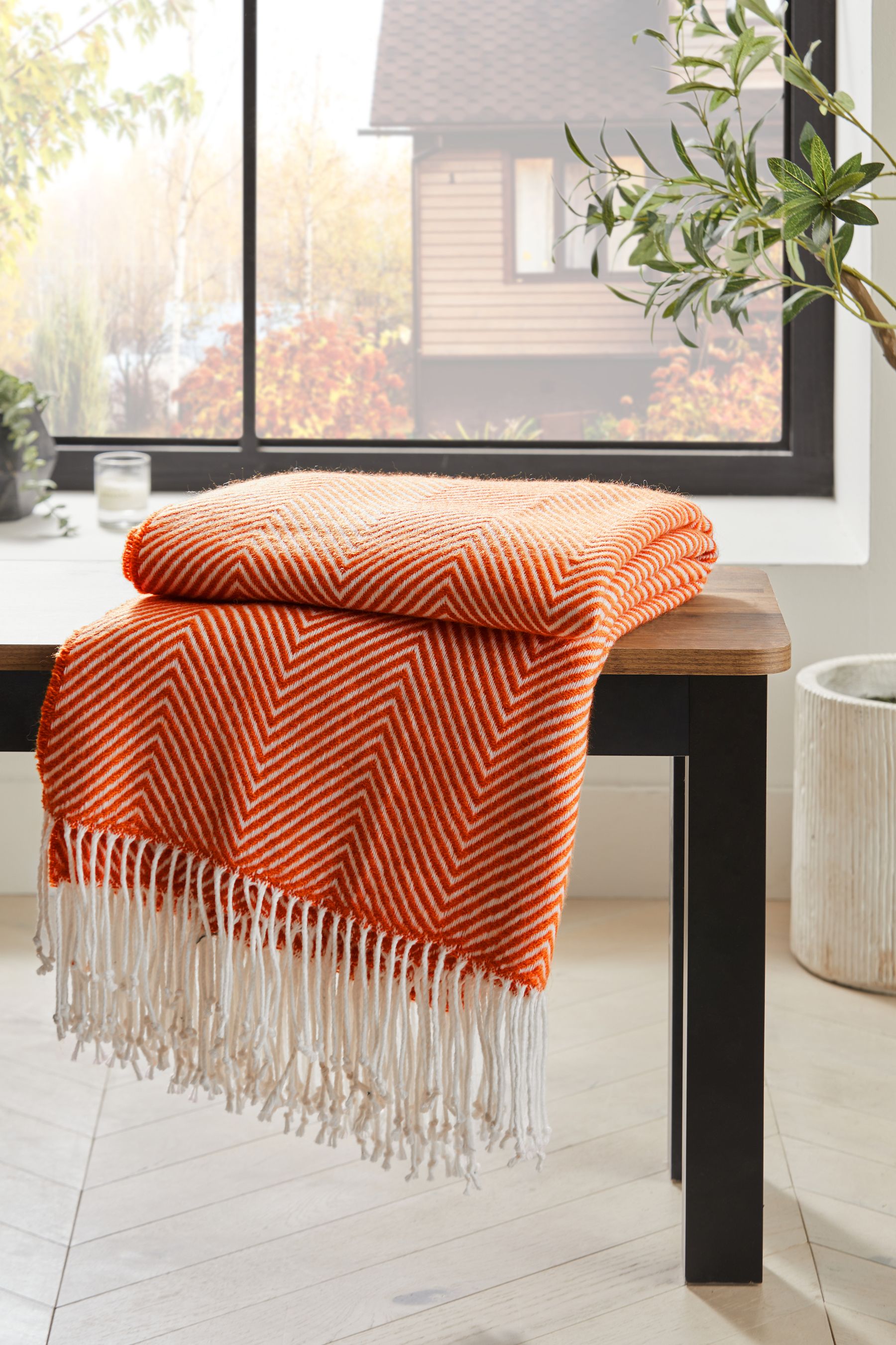 Buy Orange Herringbone Cosy Throw from the Next UK online shop