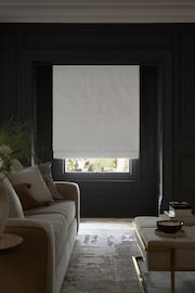 White Ready Made Blackout Roman Blind Heavyweight Chenille - Image 3 of 8