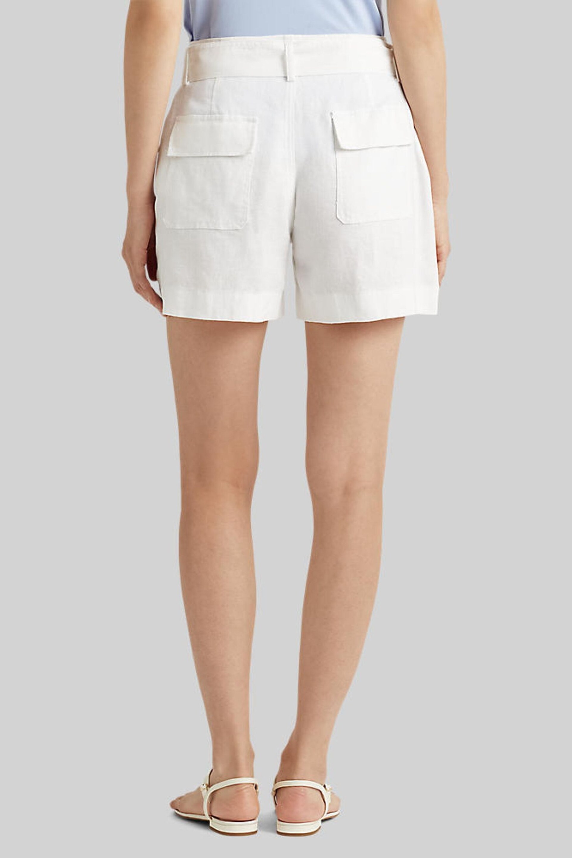 Lauren Ralph Lauren Daviana Soft Drape Linen Tie Waist Shorts - Image 2 of 6