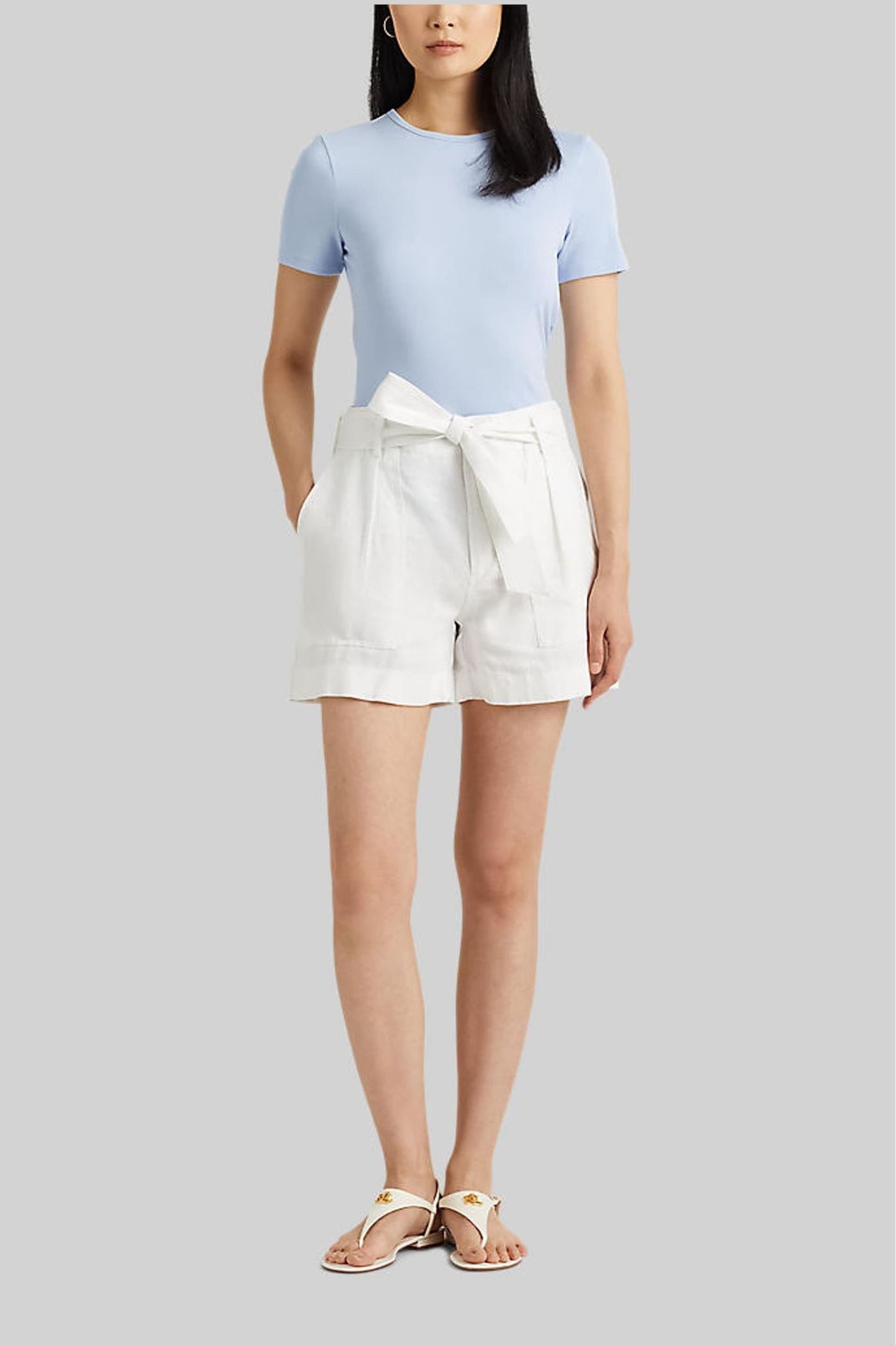 Lauren Ralph Lauren Daviana Soft Drape Linen Tie Waist Shorts - Image 4 of 6