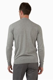 Jeff Banks Grey Jeff Banks Grey Long Sleeve Knit Polo Shirt - Image 2 of 4