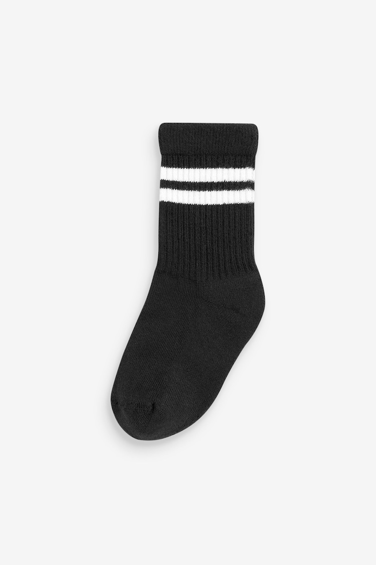Black Cushioned Footbed Cotton Rich Ribbed Socks 5 Pack - Image 2 of 2