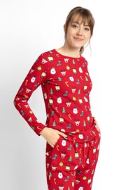 JoJo Maman Bébé Red Women's Christmas Print Pyjama Set - Image 3 of 3