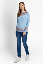 JoJo Maman Bébé Blue Cashmere Mix Snowman Fair Isle Maternity Jumper - Image 1 of 4