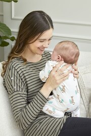 JoJo Maman Bébé Khaki Stripe Shoulder Opening Maternity & Nursing Top - Image 4 of 4