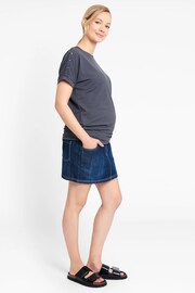 JoJo Maman Bébé Dark Wash Maternity Denim Mini Skirt - Image 1 of 4