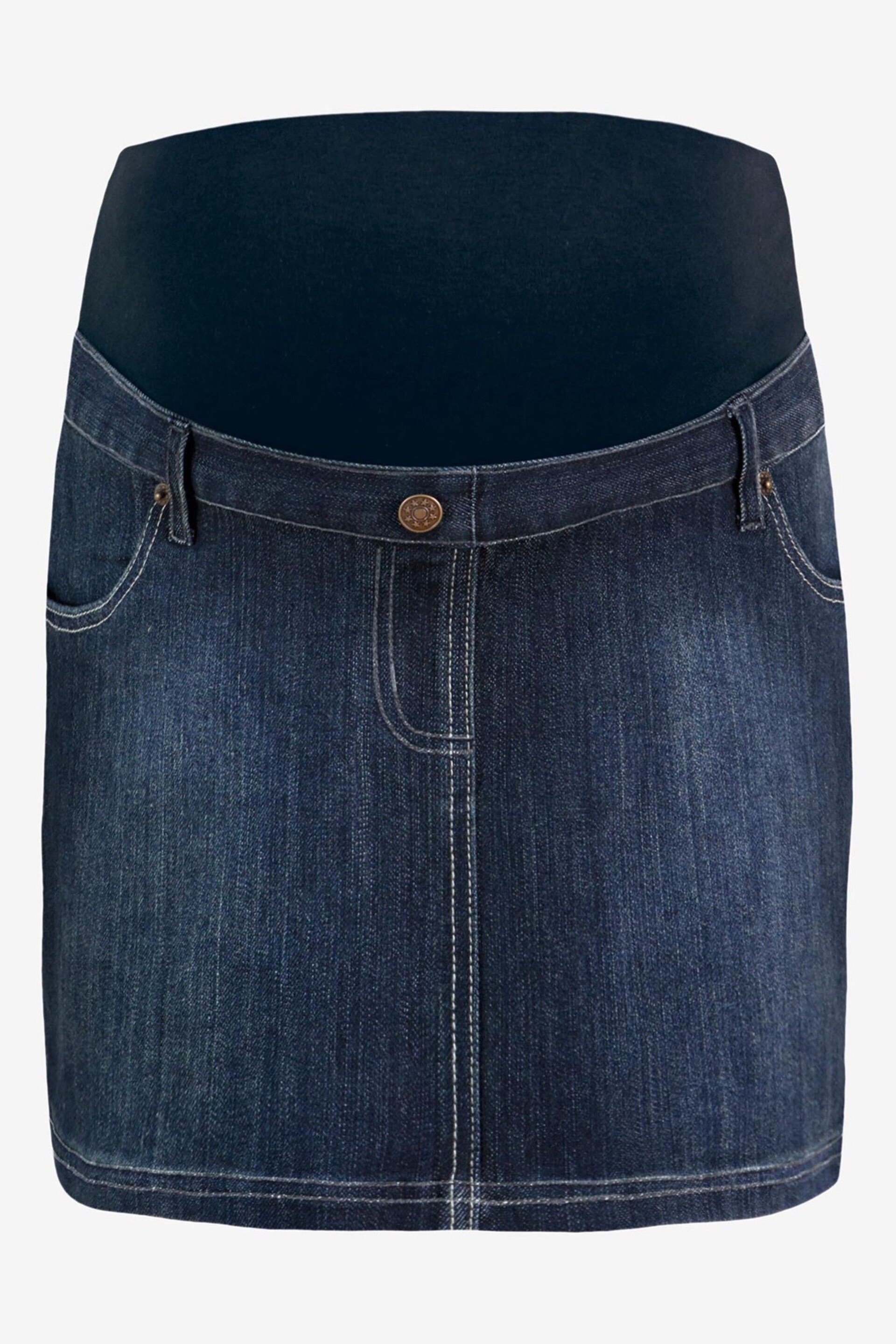 JoJo Maman Bébé Dark Wash Maternity Denim Mini Skirt - Image 4 of 4